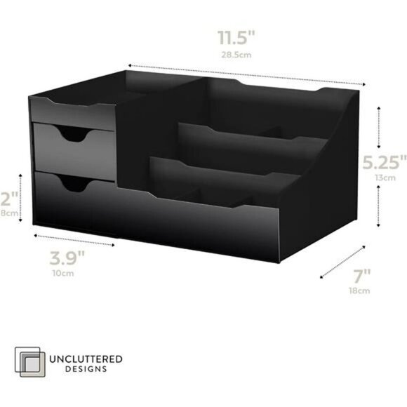 Uncluttered Designs Vanity Organizer Black Drawer Storage for Men Bathroom - Picture 2 of 7